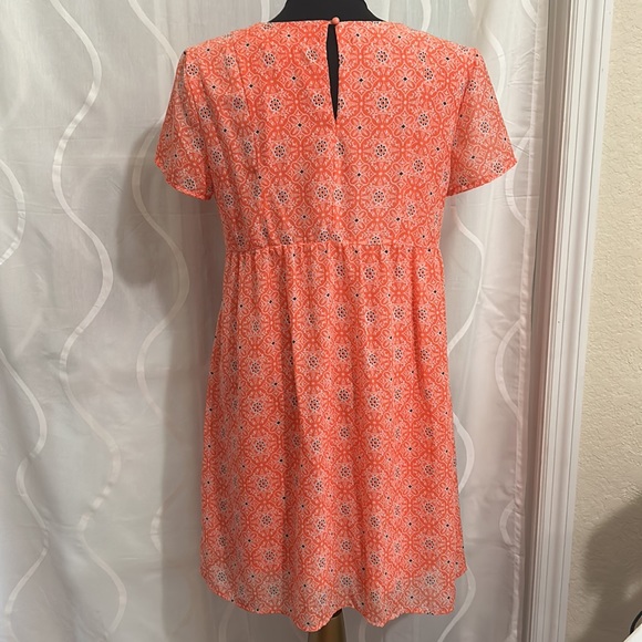 Speechless Brand, Orange Floral Print, Short Sleeve, Fully Lined Dress, Size L - Picture 4 of 6